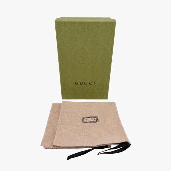 Gucci Brixton Black Leather Web Stripe Horsebit Loafers Size 38.5 US 8.5 Women's - Picture 2 of 15